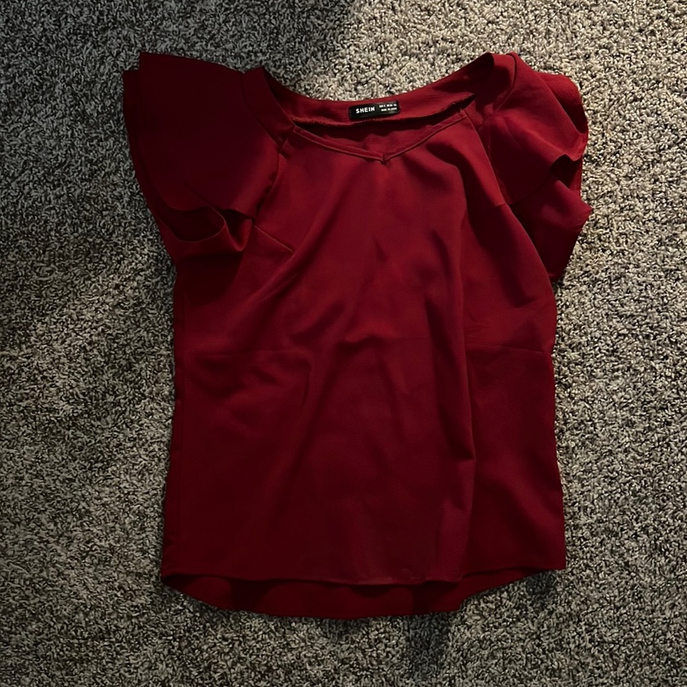 Shein V-neck butterfly sleeve solid blouse (size small)